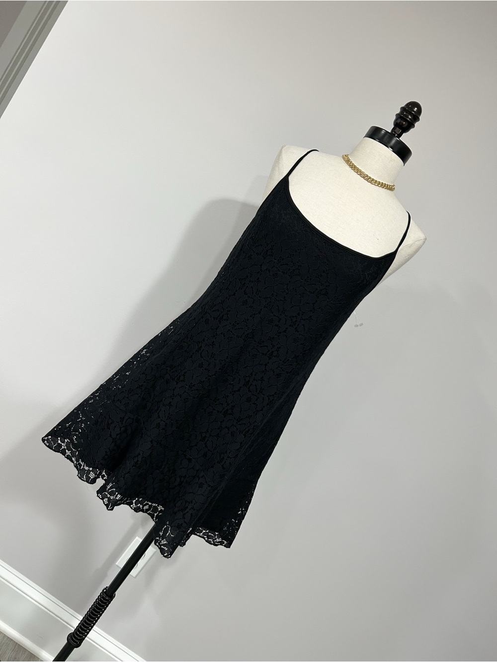 Cotton On Black Lace Mini Slip Dress with Spaghetti Straps